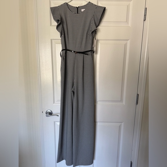 Calvin Klein Pants - NWT Calvin Klein Black&White Gingham Jumpsuit/ Dress, Flutter Sleeves, Wide leg